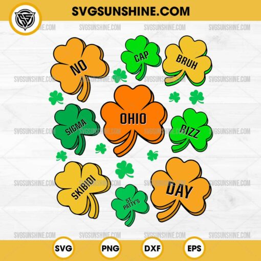 No Cap Bruh Sigma Ohio Rizz Skibidi St Patty's Day SVG, St Patrick's Day SVG