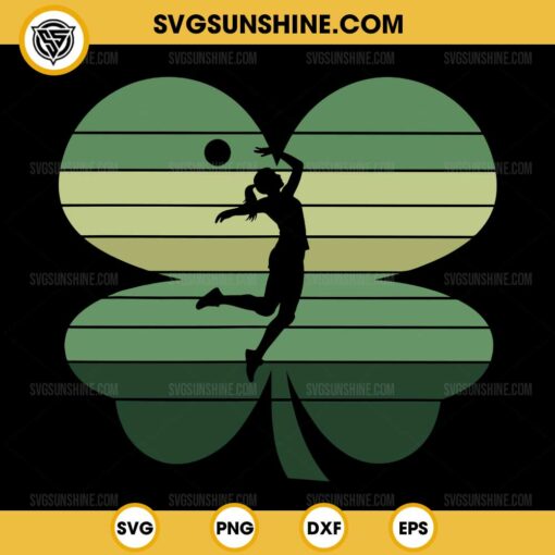 Retro Volleyball Shamrock SVG, Volleyball Patricks Day SVG