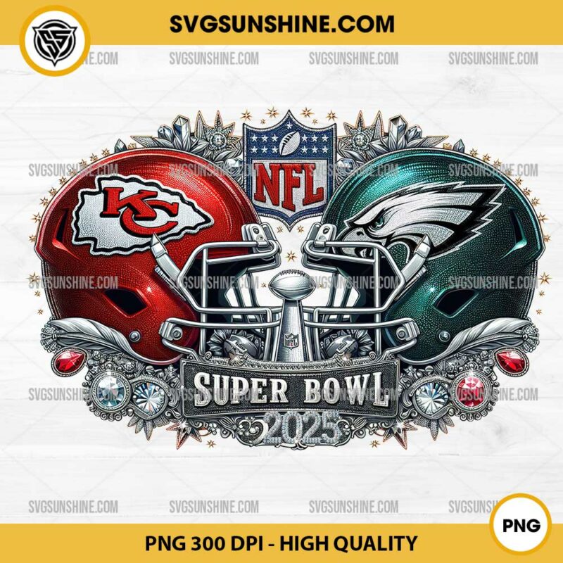 Rhinestone NFL Super Bowl 2025 PNG, Diamond Kansas City Chiefs VS