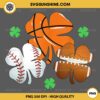 Shamrock Basketball Baseball Football PNG, St Patricks Day Sport PNG, Shamrock PNG