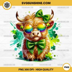 St Patrick's Day Highland Cow PNG, Baby Cow Patrick's Day PNG