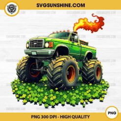 St Patrick's Day Lucky Monster Truck PNG, Truck Shamrock PNG