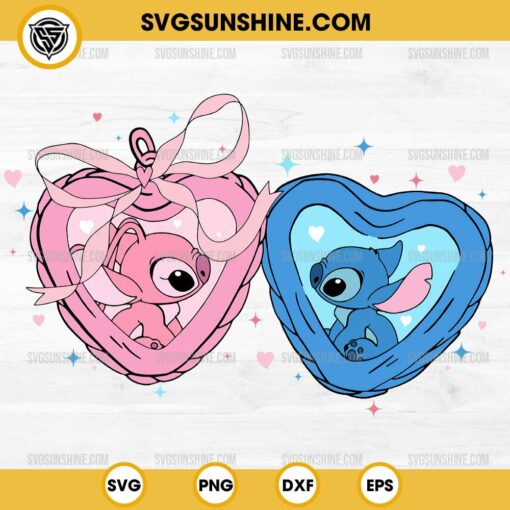 Stitch And Angel Couple SVG, Stitch Valentine Lover SVG, Stitch Valentines Day SVG