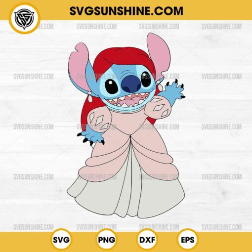 Stitch Ariel The Little Mermaid SVG, Disney Princess Stitch SVG