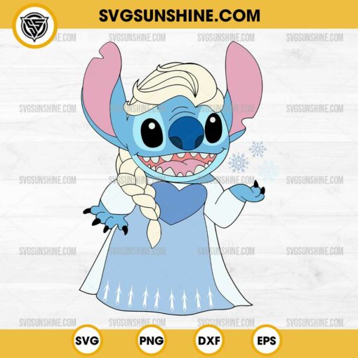 Stitch Elsa SVG, Stitch Frozen SVG, Disney Princess Stitch SVG