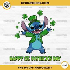 Stitch Happy St Patricks Day PNG, Disney Stitch Shamrock PNG