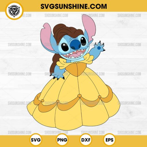 Stitch Princess Belle SVG, Disney Princess Stitch SVG, Beauty and the Beast SVG