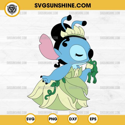 Stitch Tiana Princess SVG, Stitch Frog SVG, Disney Princess Stitch SVG