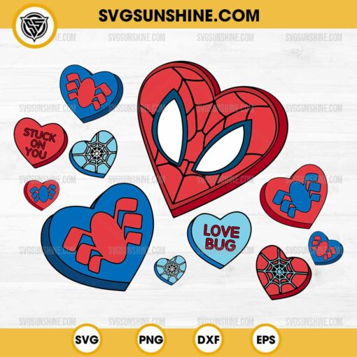 Valentine Spiderman Hearts SVG, Spiderman Valentine SVG, Spider Heart SVG