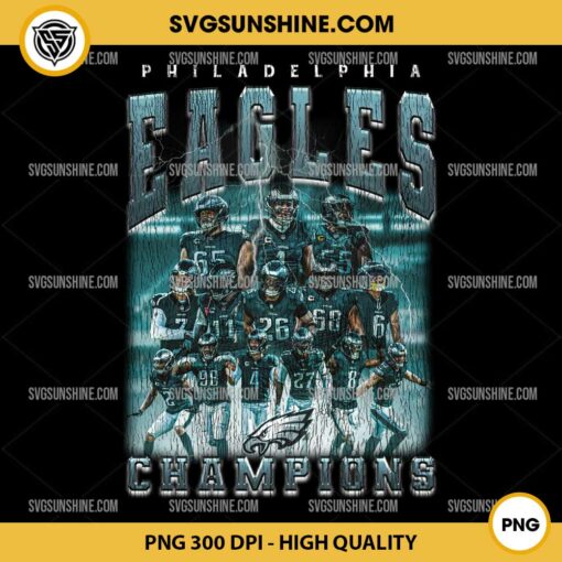 Vintage Philadelphia Eagles Champions PNG, Philadelphia Eagles Super Bowl LIX Champions PNG