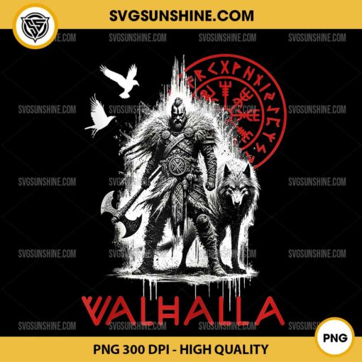 Valhalla Odin Wolf and Raven PNG, Viking Runes Norse Compass PNG