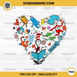 Dr Seuss Heart Shape Seussville PNG, Teacher Reading Day PNG