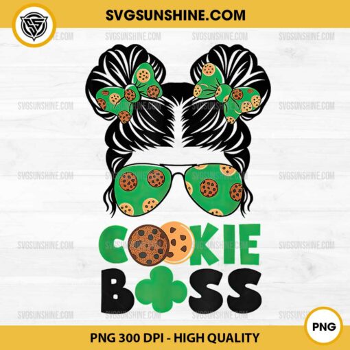 Messy Bun Sunglasse Cookie Boss PNG, Scout Cookie Boss PNG