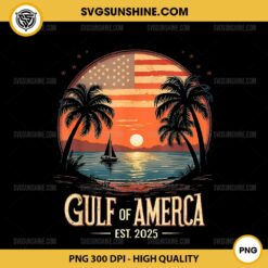 Retro Gulf of America Est 2025 PNG, Flag Funny Coastal PNG