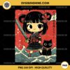 Kawaii Samurai Warrior PNG, Manga Anime Girl with Cat and Katana PNG