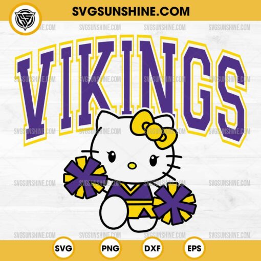 Hello Kitty Minnesota Vikings SVG, Hello Kitty Cheerleader SVG, Hello Kitty NFL Football SVG