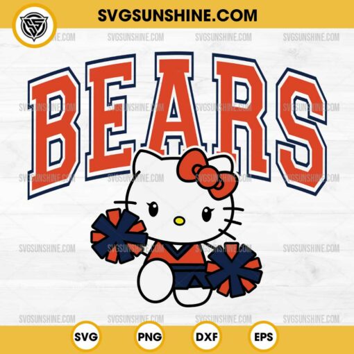 Hello Kitty Chicago Bears SVG, Hello Kitty Cheerleader SVG, Hello Kitty NFL Football SVG