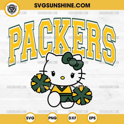 Hello Kitty Green Bay Packers SVG, Hello Kitty Cheerleader SVG, Hello Kitty NFL Football SVG