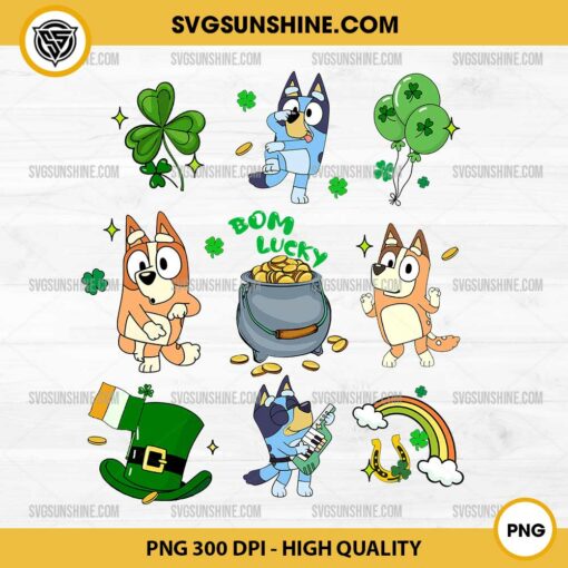 Bluey Bingo Happy St Patricks Day PNG File