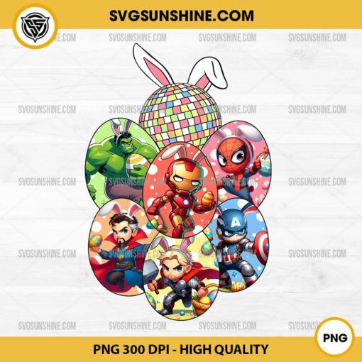 Chibi Superhero Easter PNG, Marvel Easter PNG, Superhero Easter Eggs PNG