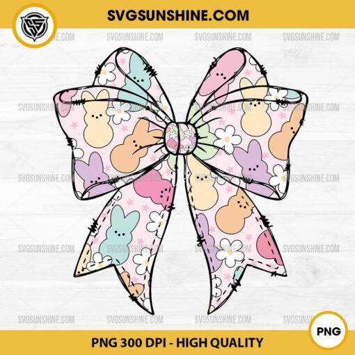 Coquette Bow Easter PNG, Happy Easter Bow Bunny Peeps PNG
