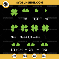 Funny Math Fraction Four Leaf Clover SVG, Teacher St Patricks Day SVG