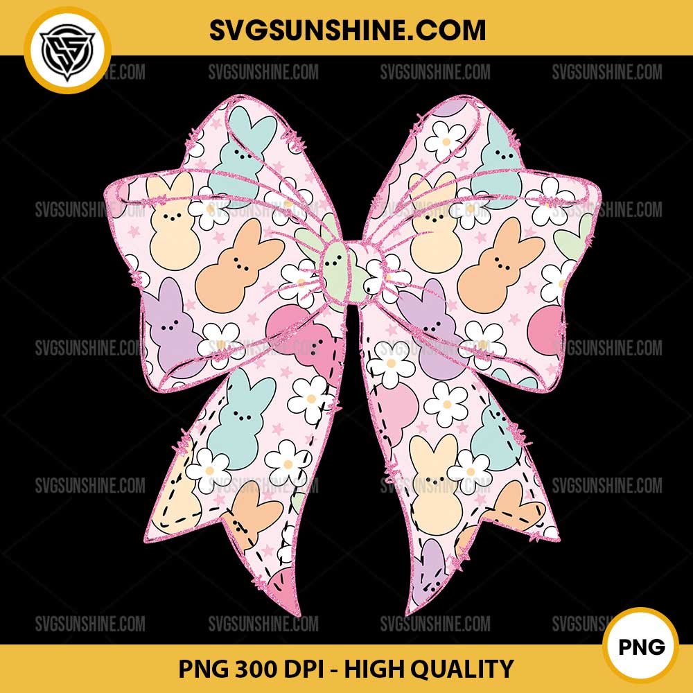 Happy Easter Bow Bunny PNG, Coquette Bow Easter Peeps PNG Happy Easter Bow Bunny PNG, Coquette Bow Easter Peeps PNG