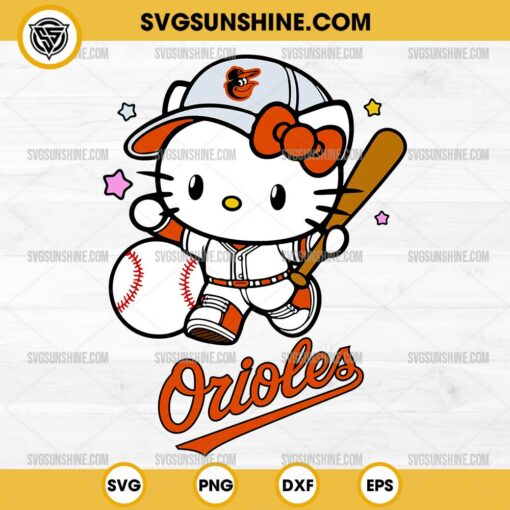 Hello Kitty Baltimore Orioles SVG, Hello Kitty Baseball SVG