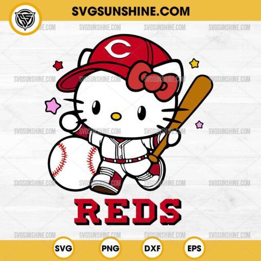 Hello Kitty Cincinnati Reds SVG, Hello Kitty Baseball SVG