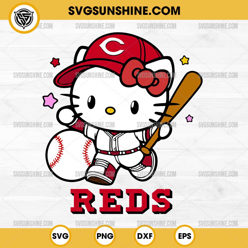 Hello Kitty Cincinnati Reds SVG, Hello Kitty Baseball SVG Hello Kitty Cincinnati Reds SVG, Hello Kitty Baseball SVG