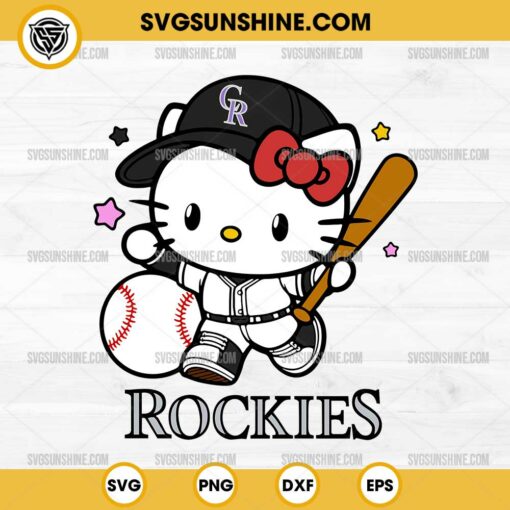 Hello Kitty Colorado Rockies SVG, Hello Kitty Baseball SVG