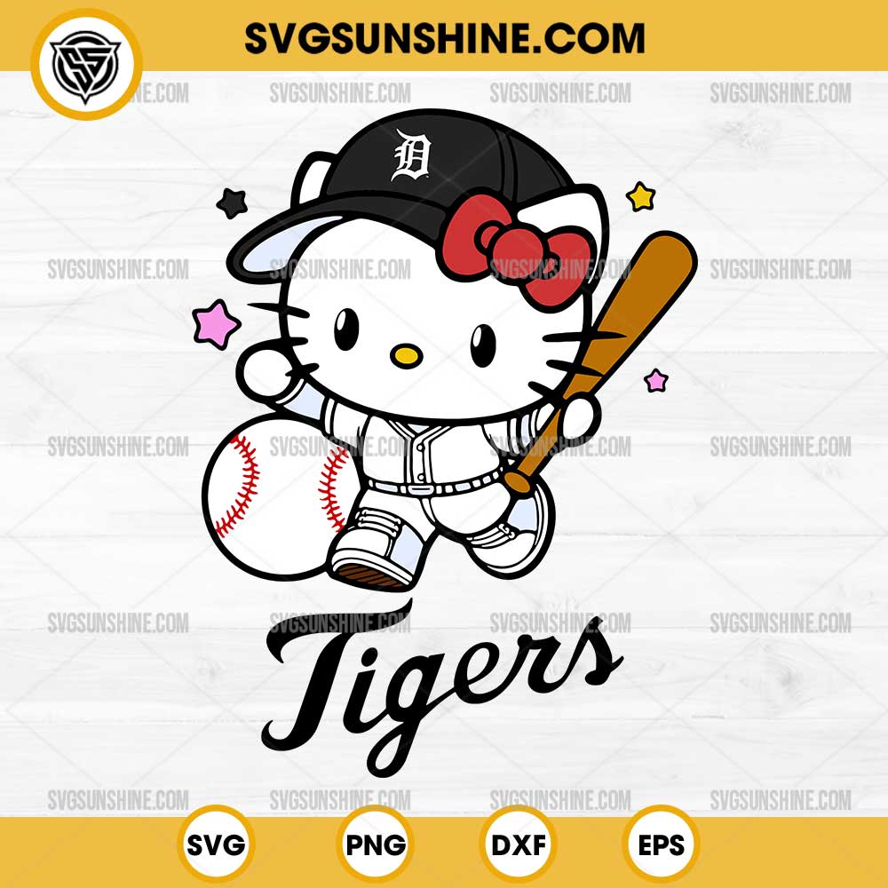 Hello Kitty Detroit Tigers SVG, Hello Kitty Baseball SVG Hello Kitty Detroit Tigers SVG, Hello Kitty Baseball SVG