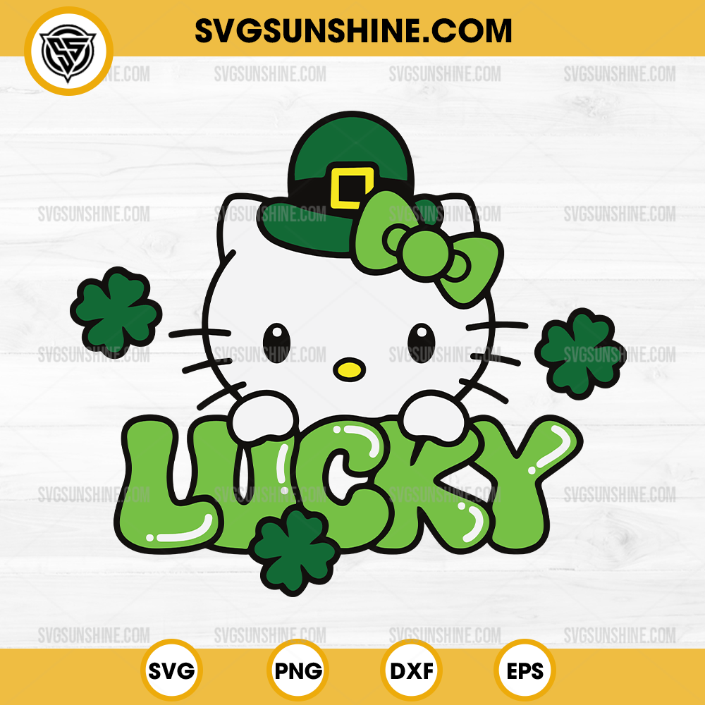 Hello Kitty Lucky Shamrock SVG, Hello Kitty St. Patrick's Day SVG Hello Kitty Lucky Shamrock SVG, Hello Kitty St. Patrick's Day SVG