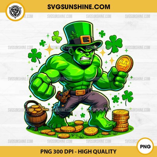 Hulk St Patricks Day PNG, Marvel Lucky Shamrock PNG