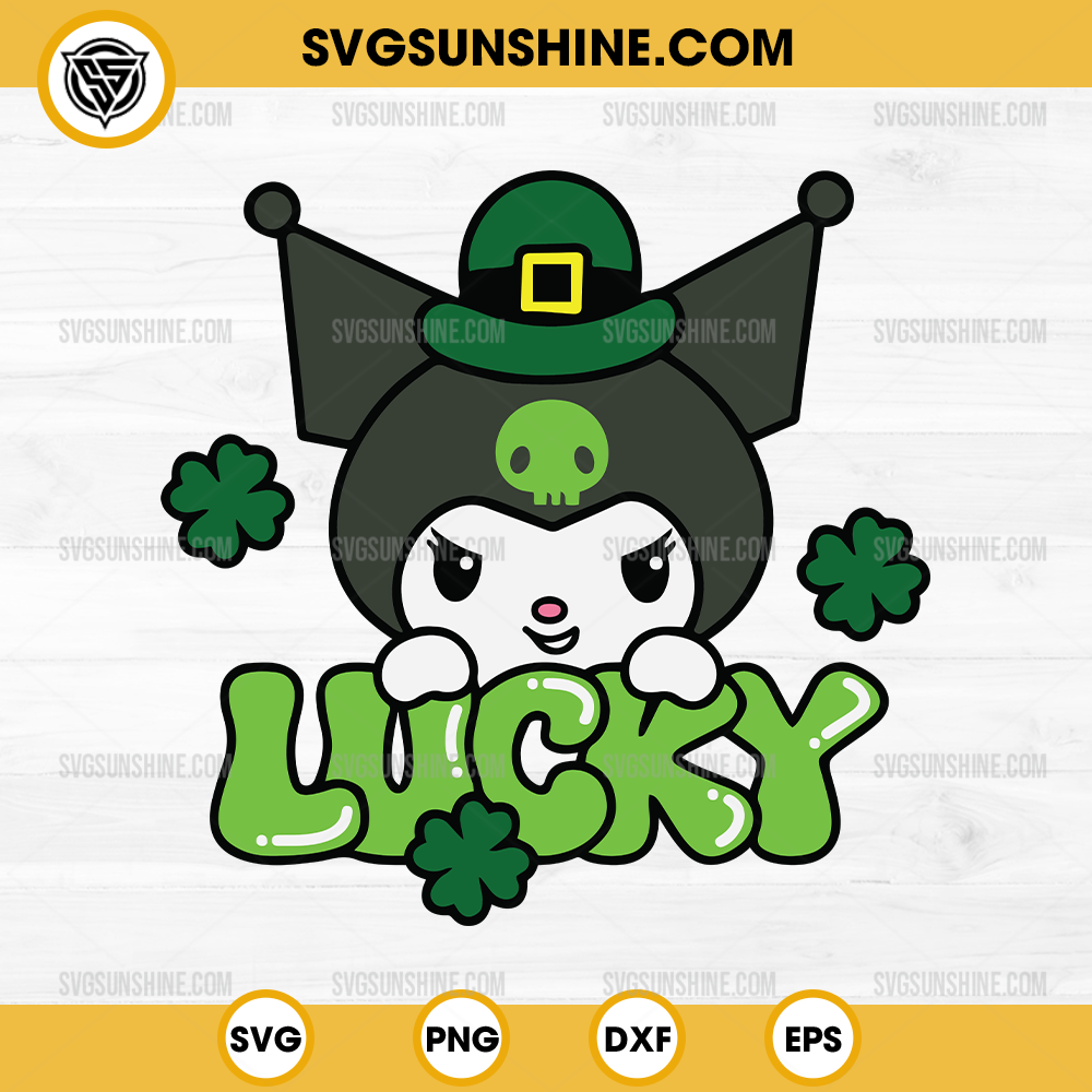 Kuromi Lucky Shamrock SVG, Kuromi St. Patrick's Day SVG Kuromi Lucky Shamrock SVG, Kuromi St. Patrick's Day SVG