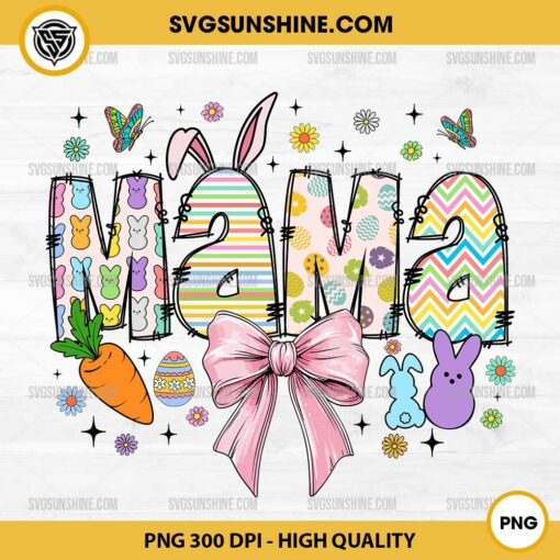 Mama Easter PNG, Coquette Bow Mama Easter PNG