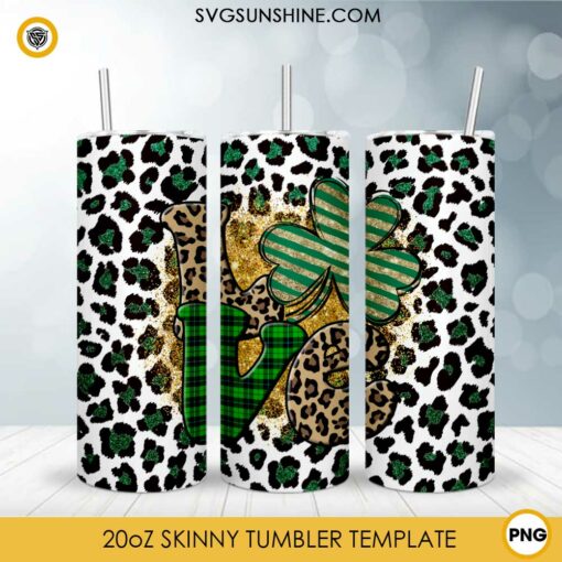 Love Irish St Patricks Day Leopard 20oz Tumbler Wrap PNG