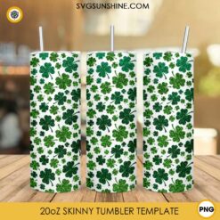 St Patricks Day 4 Leaf Clover 20oz Tumbler Wrap PNG