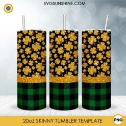 St Patricks Day Gold Clover 20oz Tumbler Wrap PNG