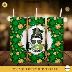 St Patricks Day Shamrock One Lucky Mama 20oz Tumbler Wrap PNG