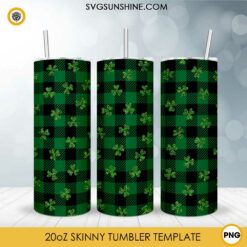 Shamrock Plaid St Patricks Day 20oz Tumbler Wrap PNG