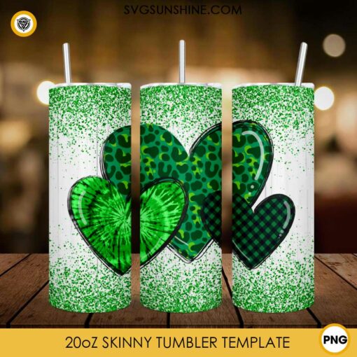 Green Leopard Heart St Patricks Day 20oz Tumbler Wrap PNG