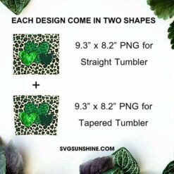 Saint Patricks Day Heart Leopard 20oz Tumbler Wrap PNG