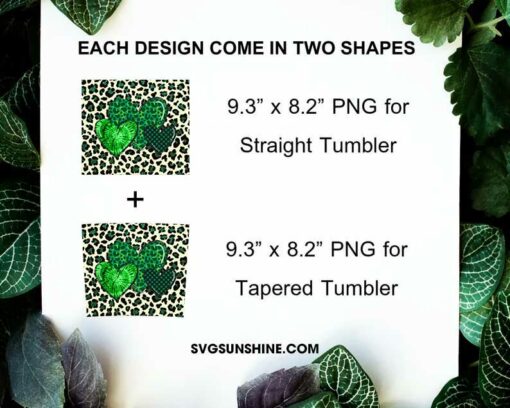 Saint Patricks Day Heart Leopard 20oz Tumbler Wrap PNG