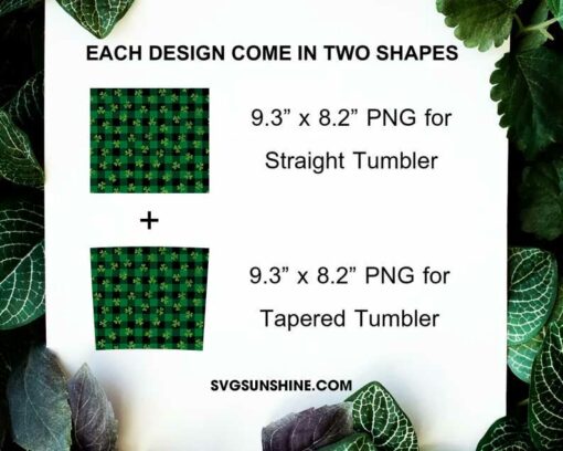 Shamrock Plaid St Patricks Day 20oz Tumbler Wrap PNG