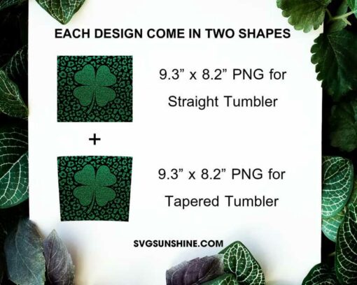 Four Leaf Clover Leopard Irish St Patricks Day 20oz Tumbler Wrap PNG