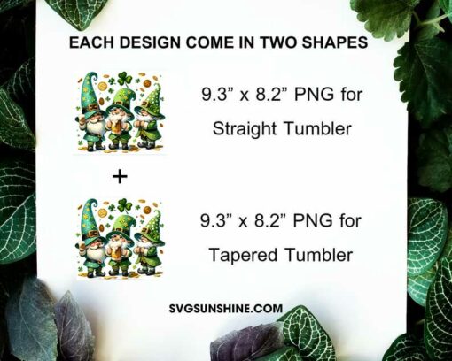 Gnome Drinks St Patricks Day 20oz Tumbler Wrap PNG