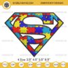Superman Autism Awareness Embroidery Design Files