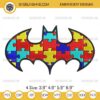 Batman Autism Awareness Embroidery Design Files