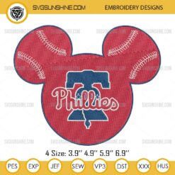 Mickey Mouse Philadelphia Phillies Baseball Embroidery Design Files